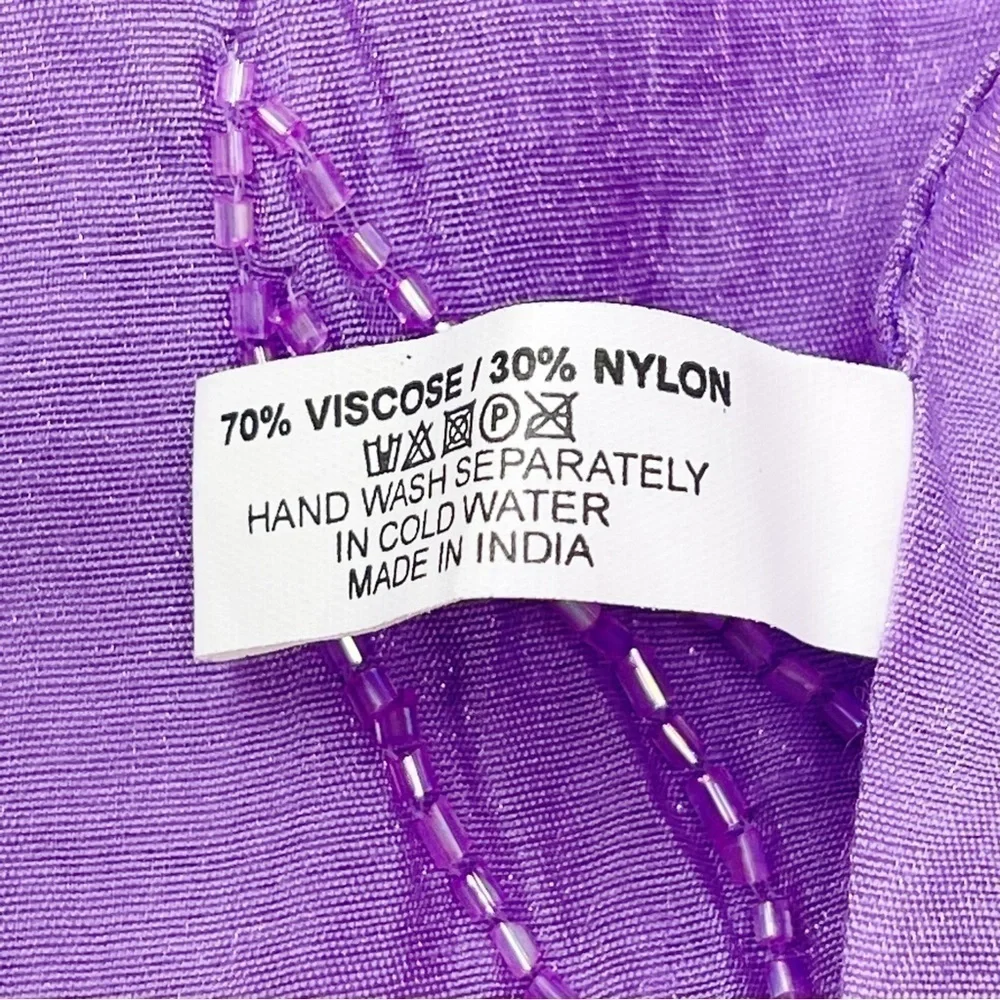 BIJOUX TERNER Women’s Purple Beaded Embellished Oversized Scarf Wrap 20” X 70”